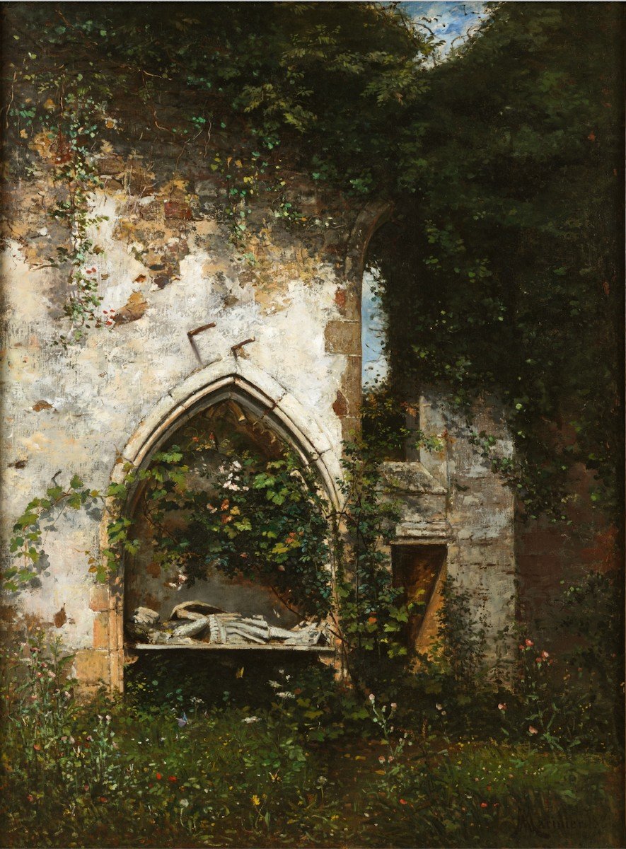 Alfred Hippolyte Marinier (1833 - 1911) Gisant Dans Les Ruines