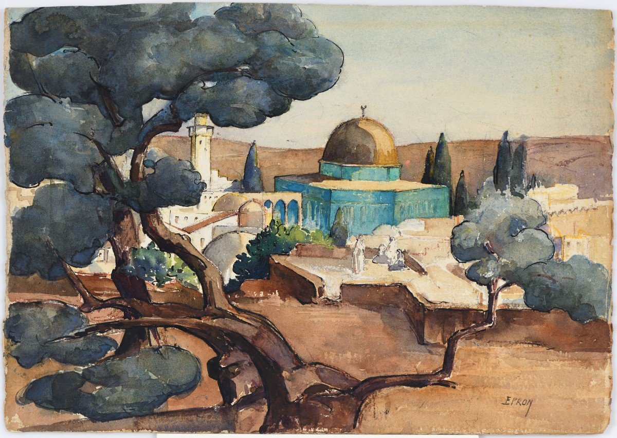 Lucienne Epron (1876 - 1947) - View Of The Al-aqsa Mosque, Jerusalem-photo-2