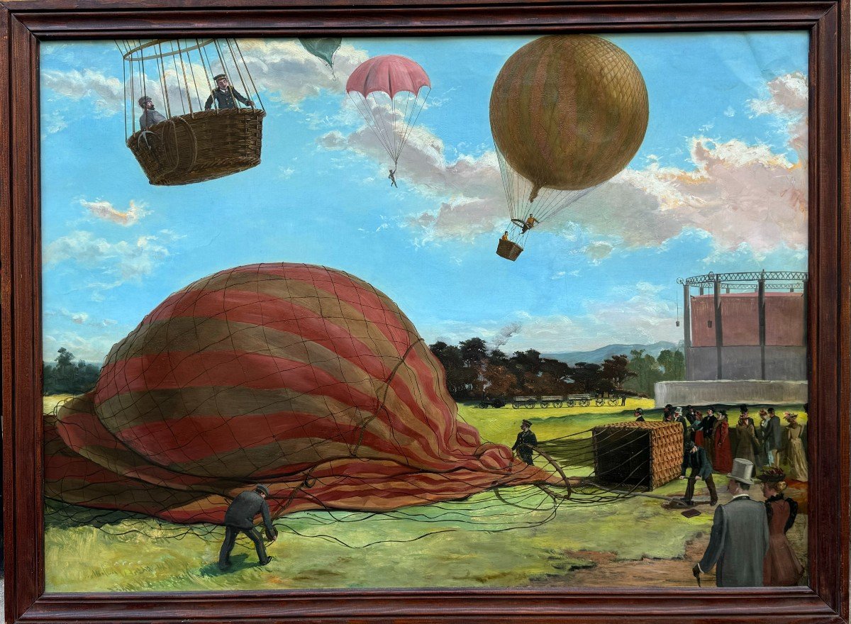 Circa 1900, The Departure Of The Hot Air Balloons