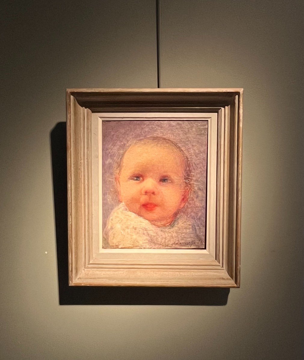 Julien-adolphe Duvocelle (1873 - 1961) Portrait Of A Baby-photo-1