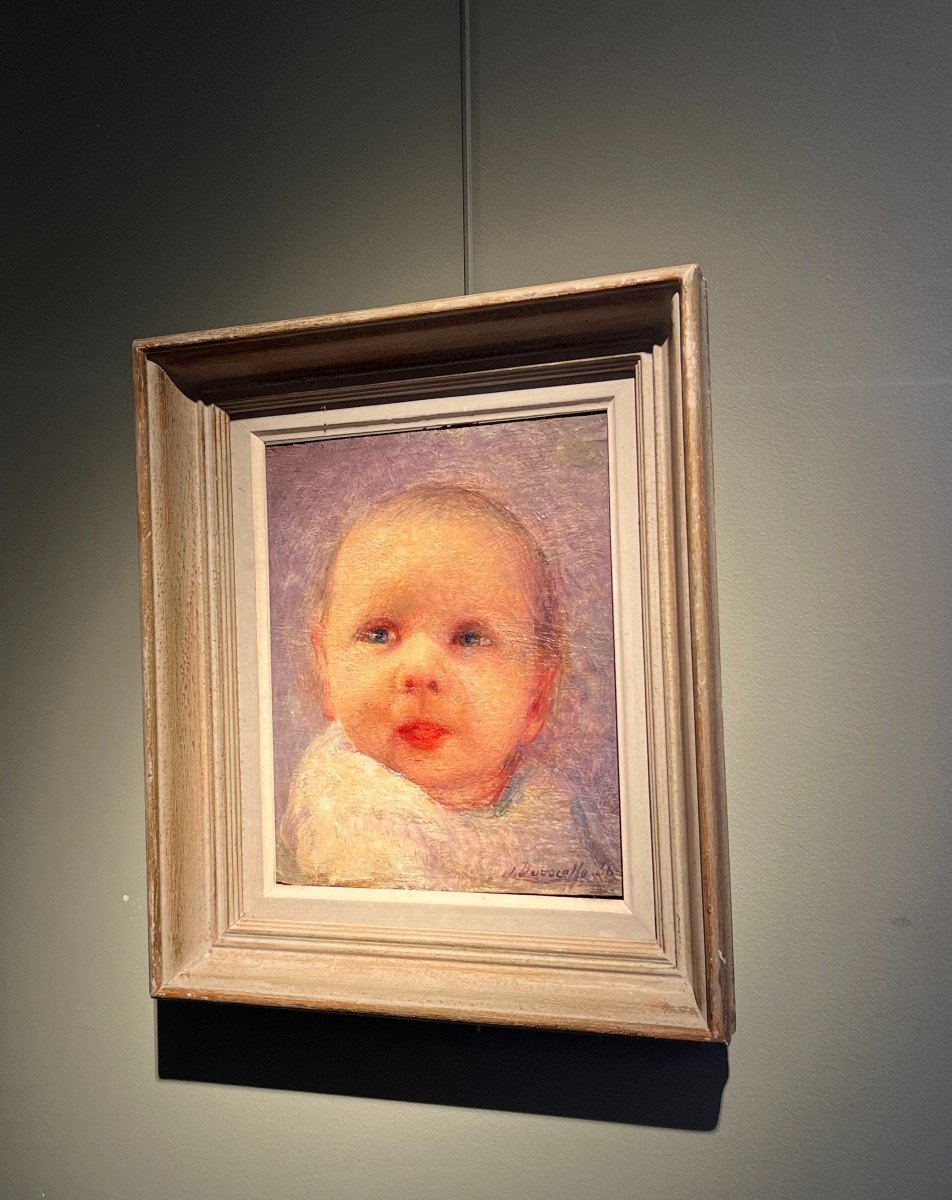 Julien-adolphe Duvocelle (1873 - 1961) Portrait Of A Baby-photo-2