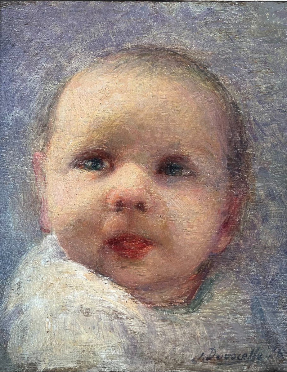 Julien-adolphe Duvocelle (1873 - 1961) Portrait Of A Baby