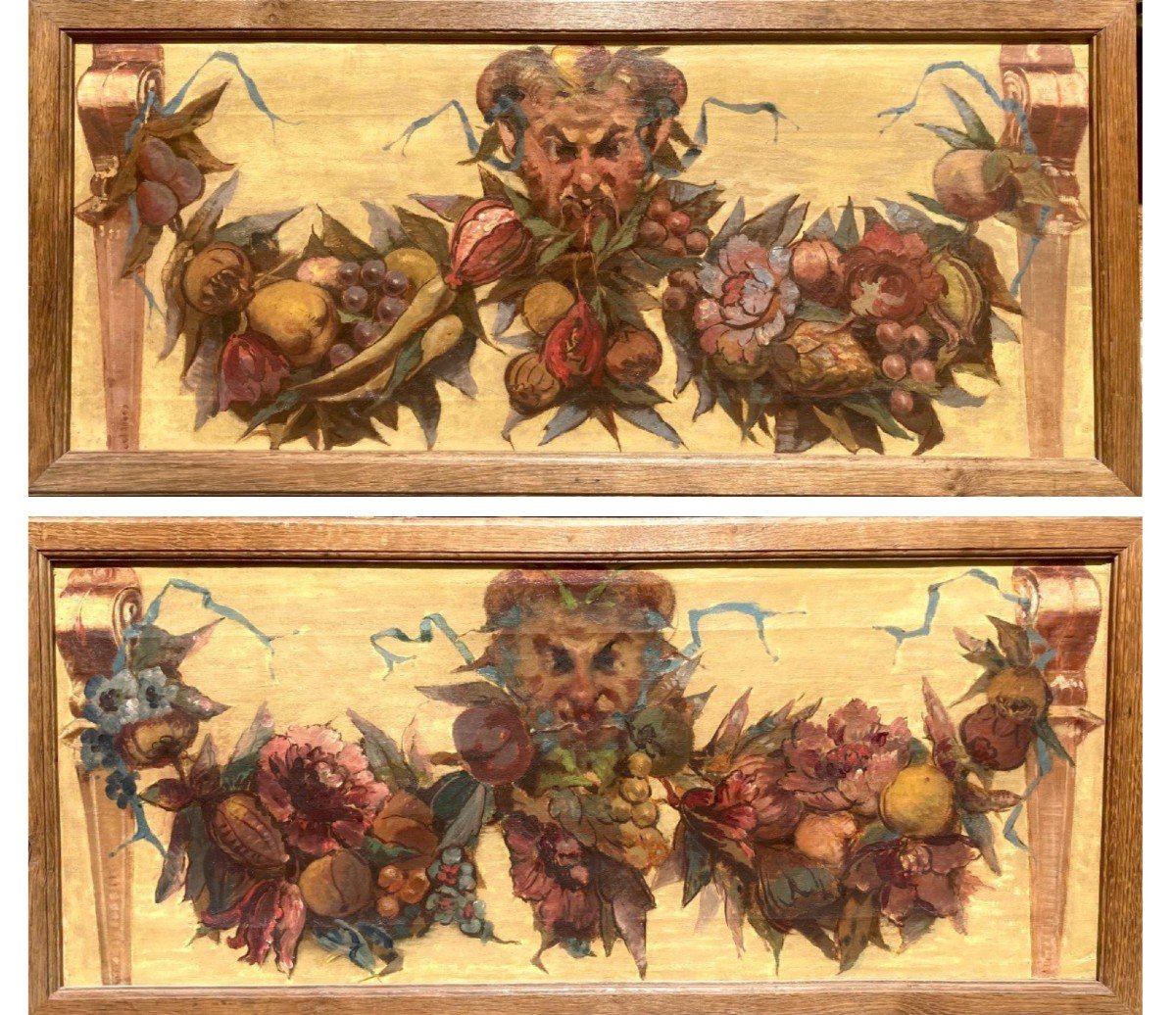 French School 19th Century  Pair Of Grotesques