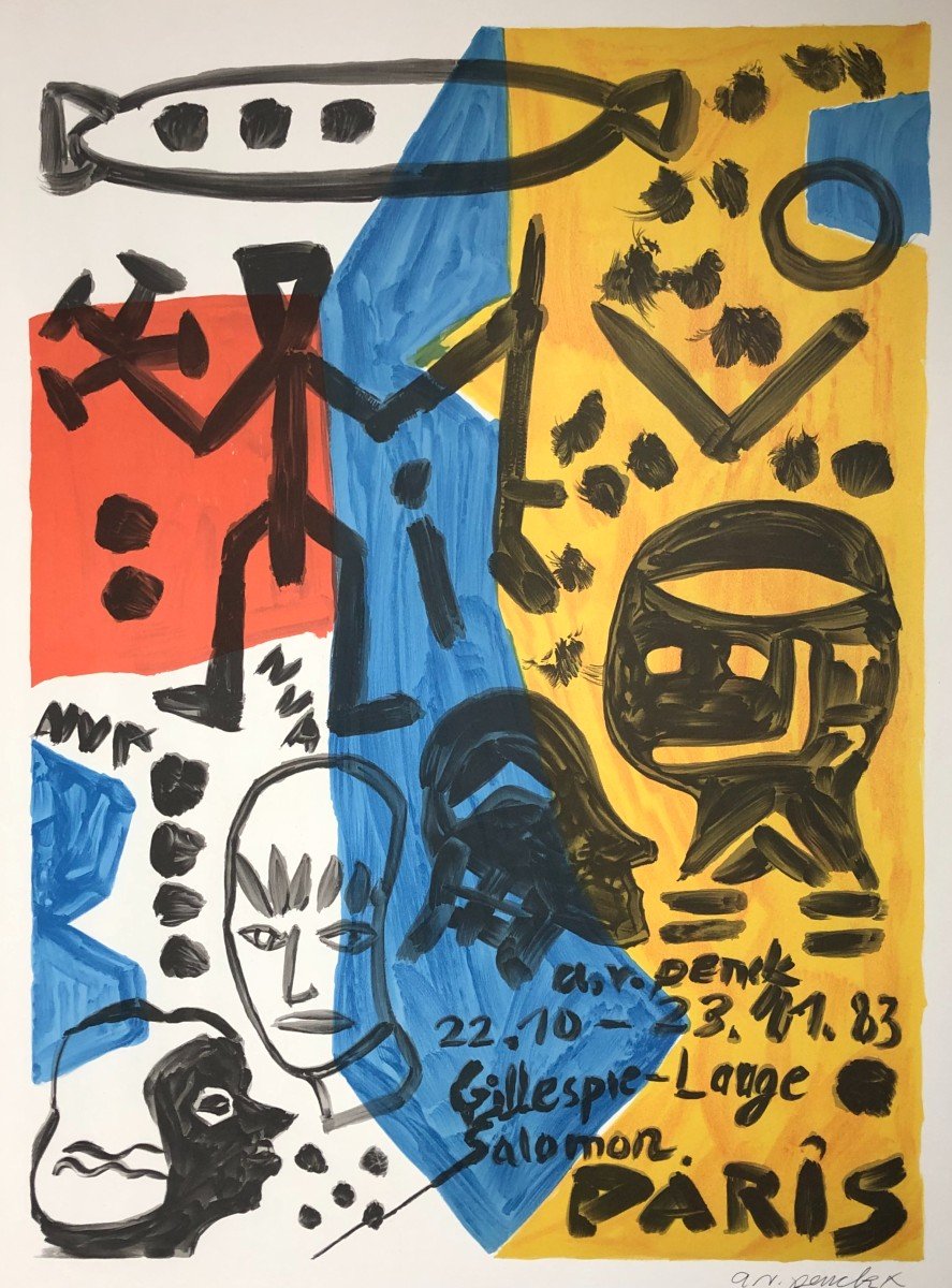 Exhibition Poster 1983 Ar Penck Print Before The Letter Signed-photo-2