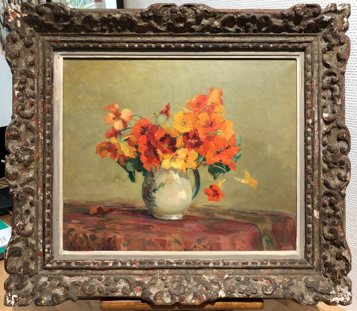 Bouquet Of Nasturtiums, Oil On Canvas, Circa 1940