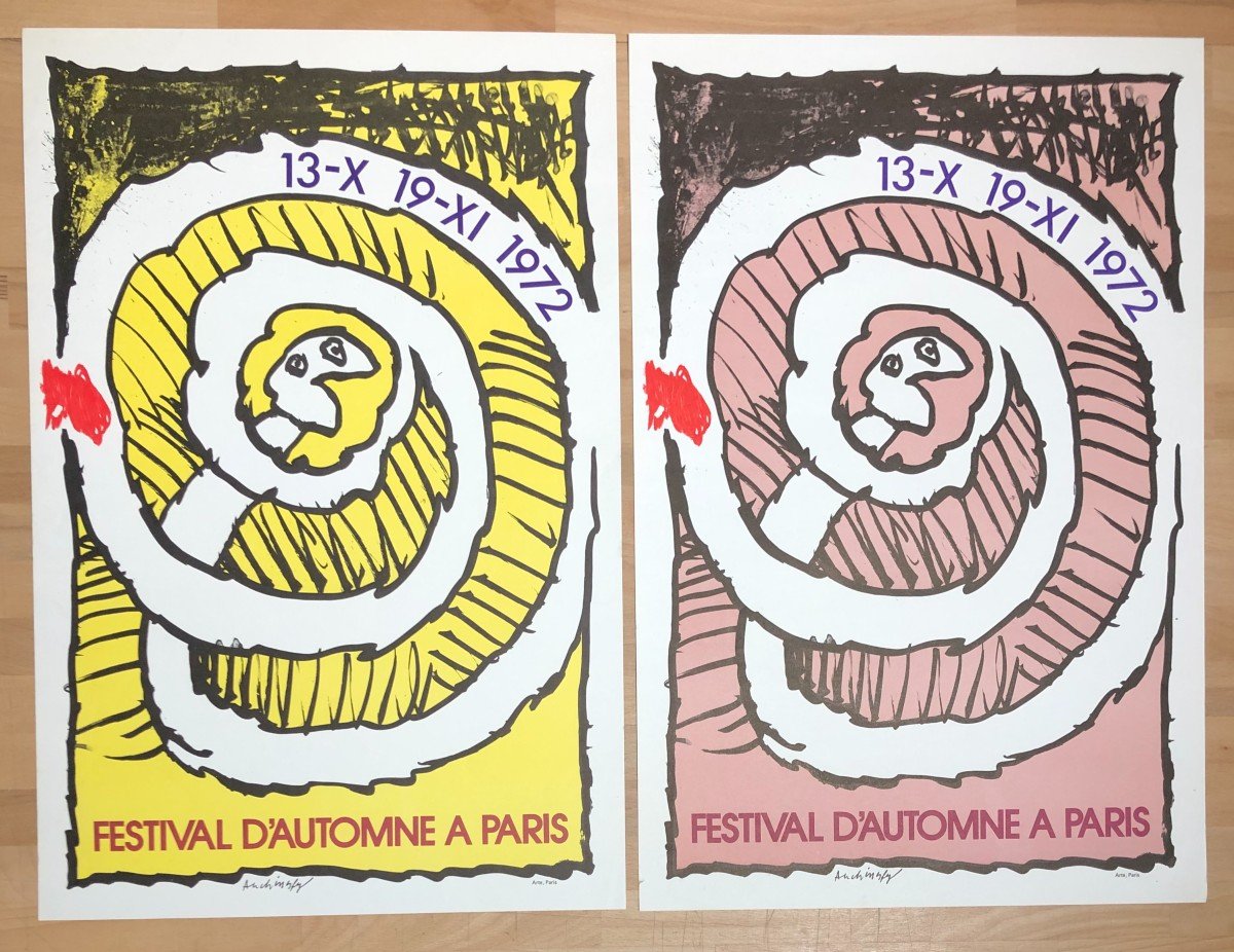 Pair Of Posters "festival d'Automne à Paris" 1972 Pierre Alechinsky, Arte Paris