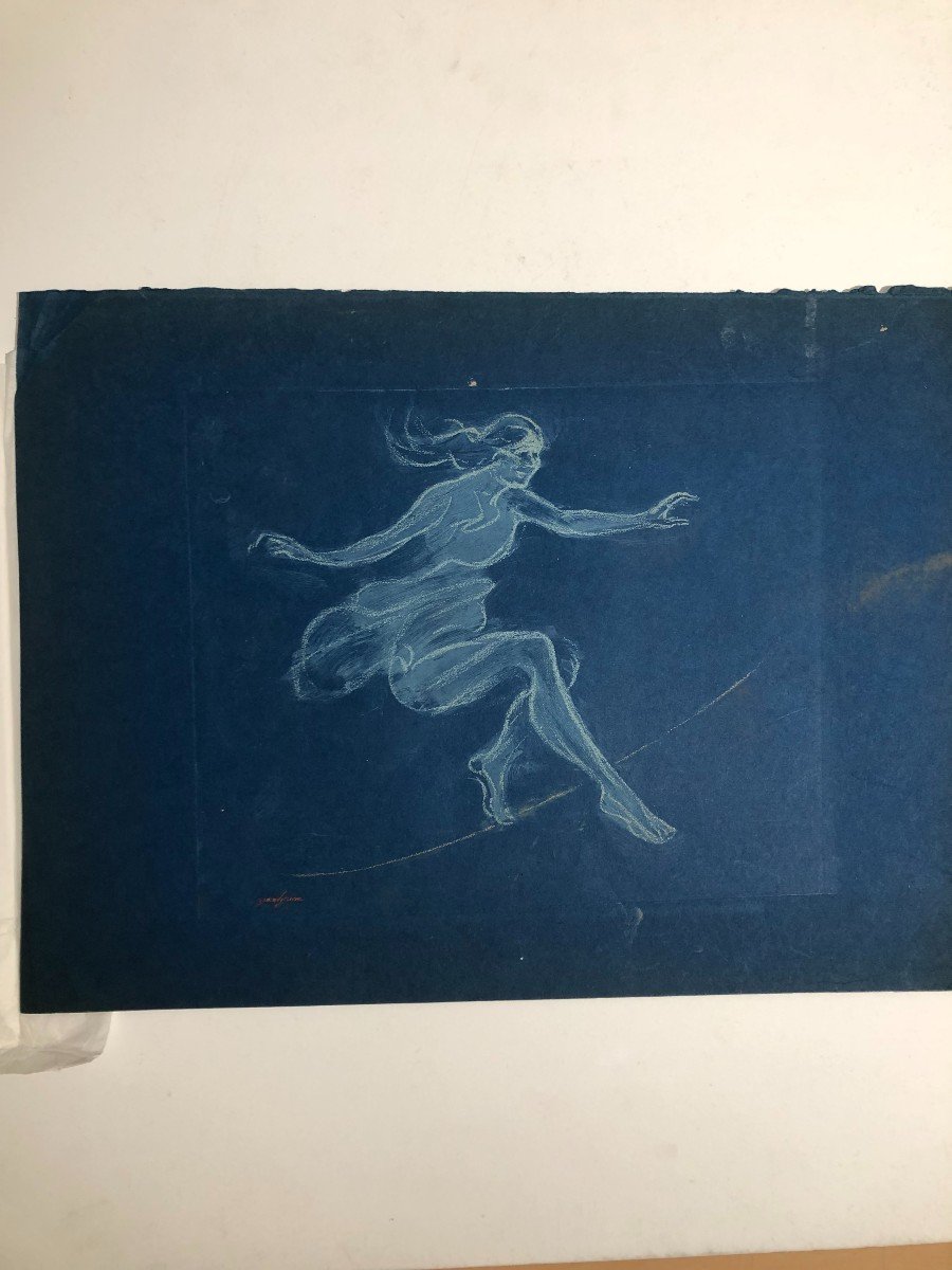 Gouache Early 20th Century, Dance, Isadora Duncan By Jules Grandjouan-photo-1