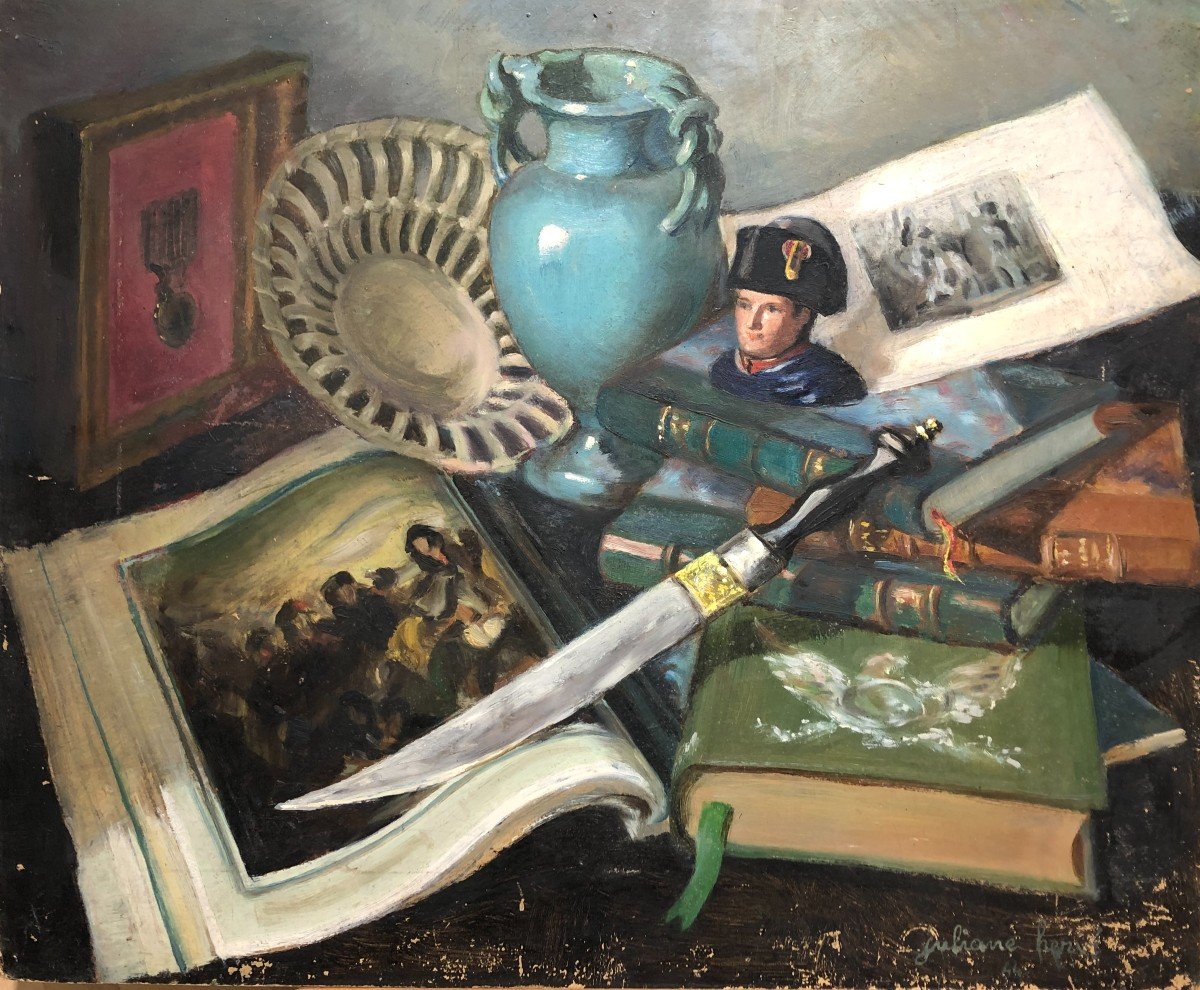 Napoléon Bonaparte, Huile Sur Carton Fort, Nature Morte 1944