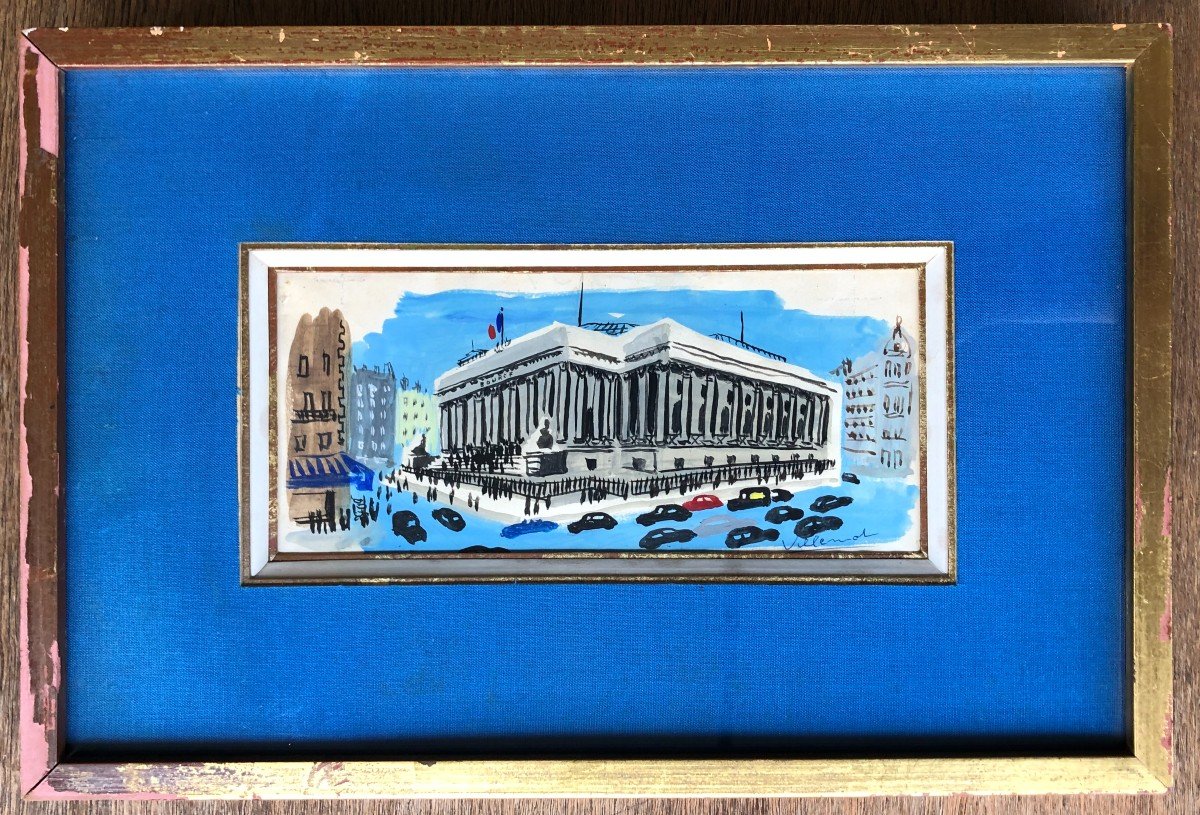 Bernard Villemot, Place De La Bourse Paris, gouache-photo-2