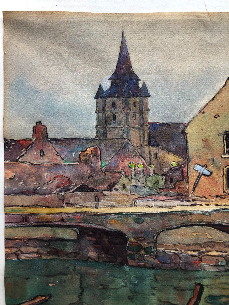 Bretagne, Marcel Mettenhoven (1891-1979), Aquarelle à Situer, Ecole bretonne-photo-4