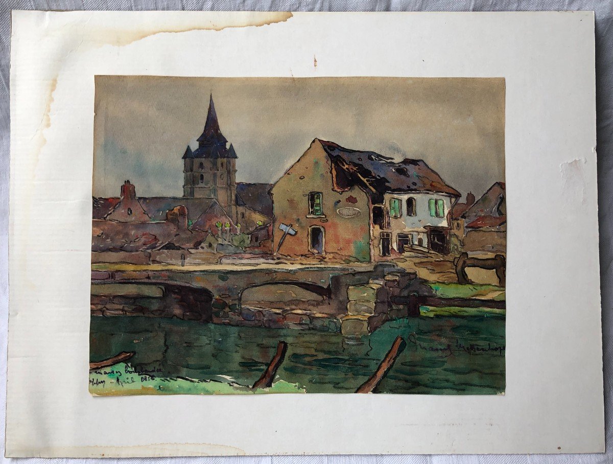 Bretagne, Marcel Mettenhoven (1891-1979), Aquarelle à Situer, Ecole bretonne-photo-2