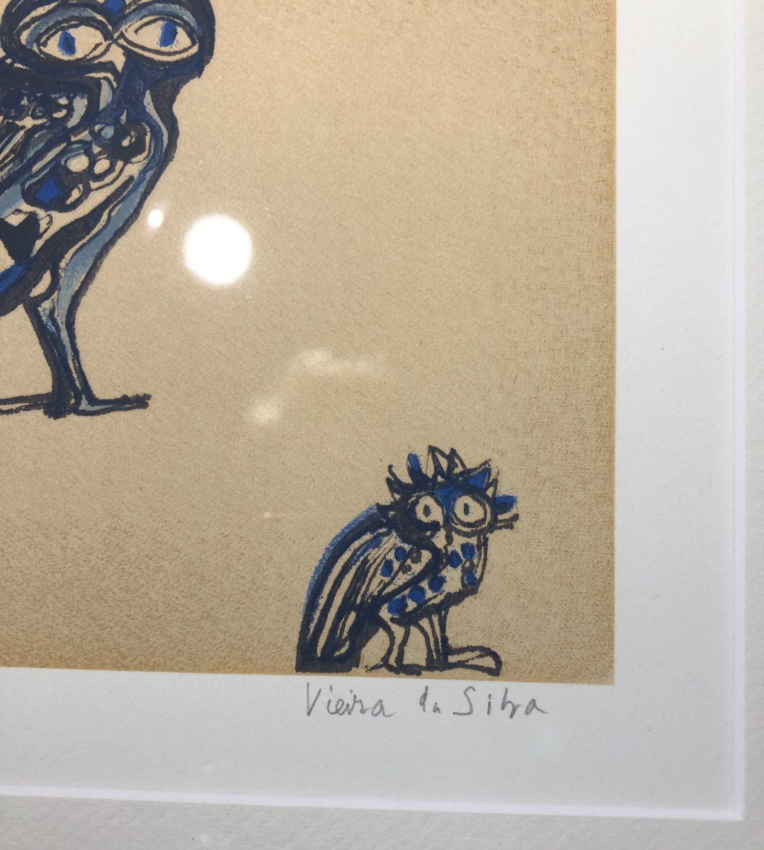 Maria Elena Vieira Da Silva (1908-1992) Screenprint 1988 Two Owls-photo-3