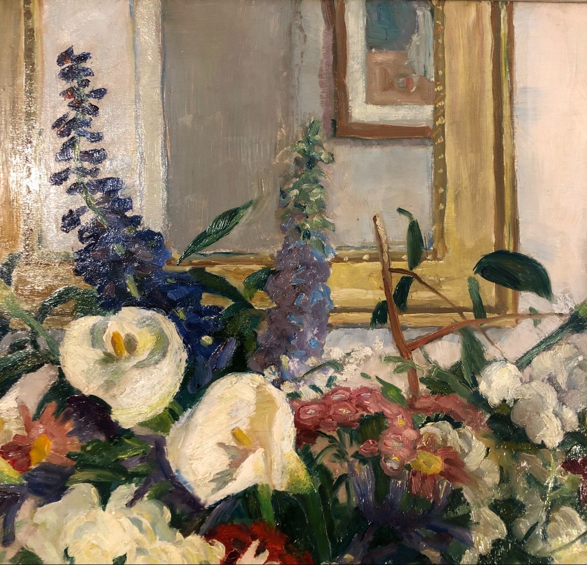 Bouquet De Fleurs Et Fruits, Tableau Peinture, Henri Clément-serveau 1941-photo-2