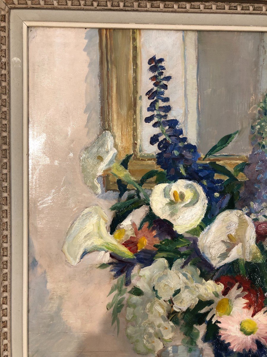 Bouquet De Fleurs Et Fruits, Tableau Peinture, Henri Clément-serveau 1941-photo-1