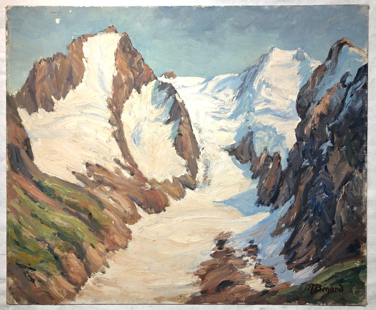 Mountain To Locate Robert Bénard 38x46cmpainting Snowy Landscape Painting 50'-60'