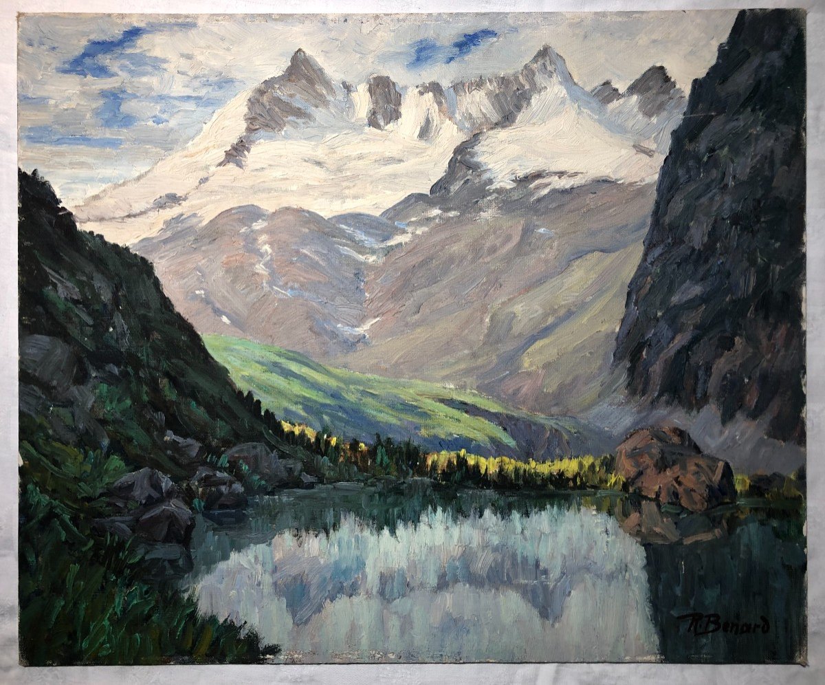 Mountain Lake To Locate Robert Bénard 38x46cm Painting Landscape Painting 1950/60