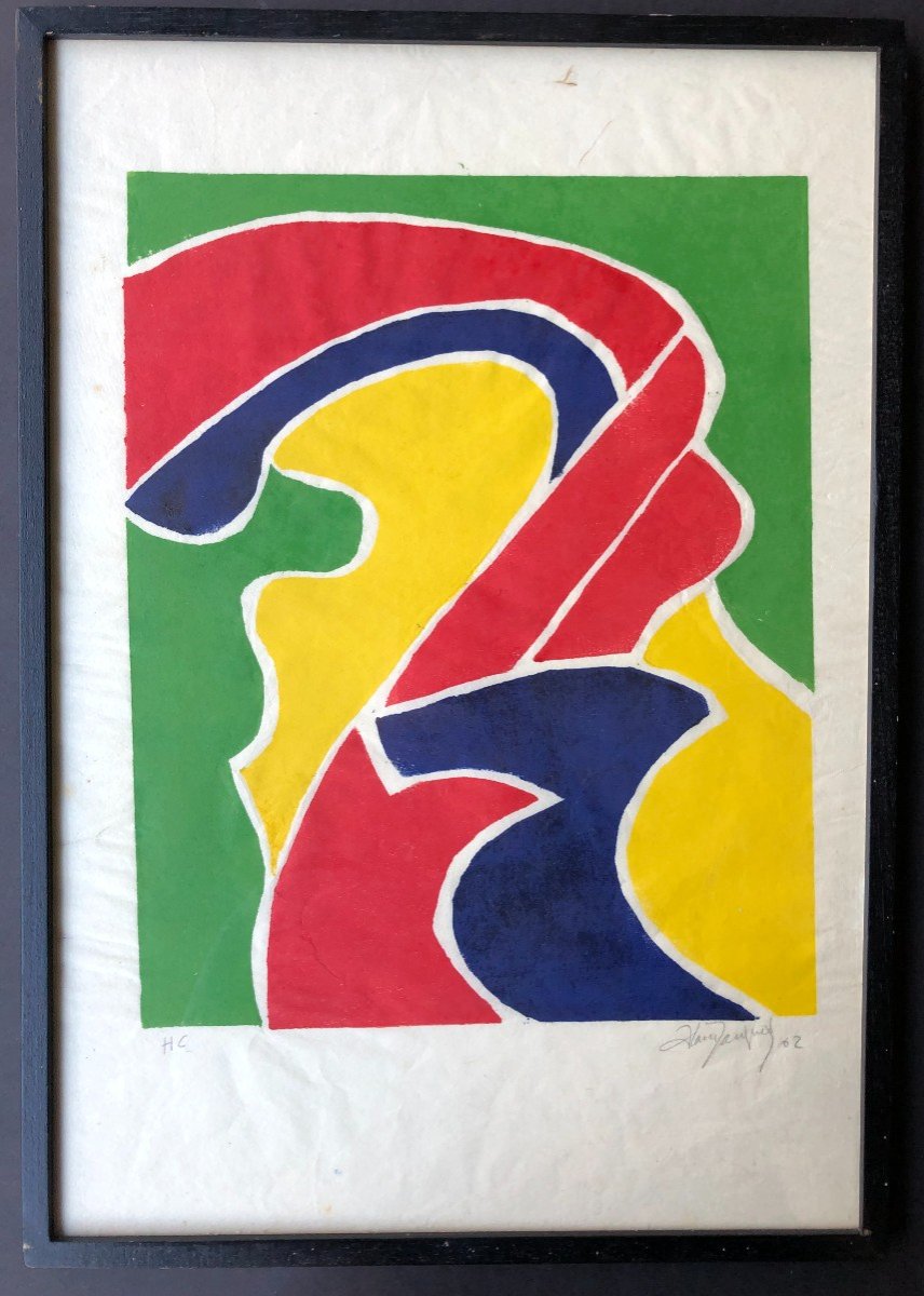 Alain Jacquet Signed Screenprint 1962 Hc Abstract Composition