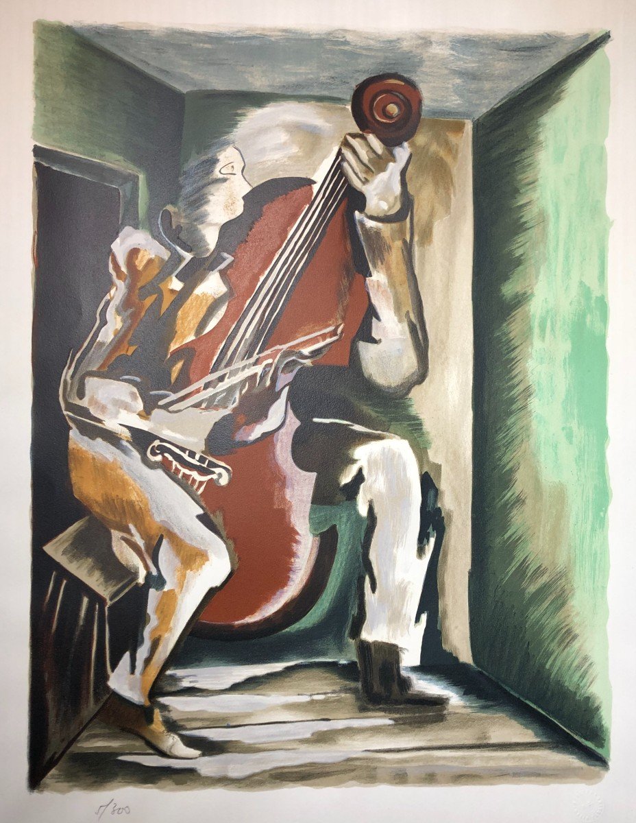 Le Violoncelliste Lithographie d'Après Ossip Zadkine Cubisme Paris Violoncelle Musique