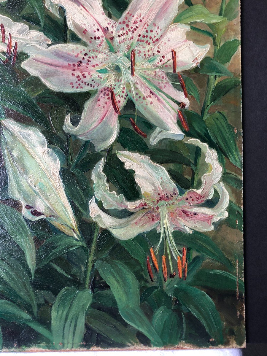 Jean Baptiste Verdier 1889-1976 Flowers Realism Painting Lilies-photo-3