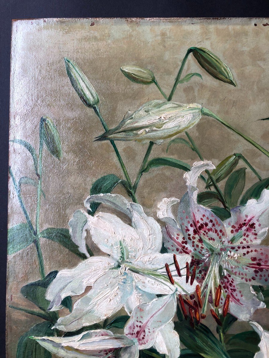 Jean Baptiste Verdier 1889-1976 Flowers Realism Painting Lilies-photo-1