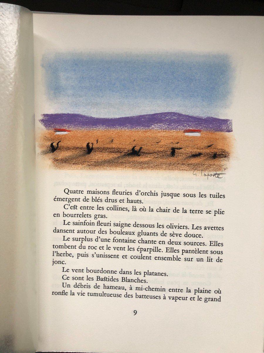 Colline - Sans lieu Georges Laporte Livre Rare 17 Pastels Originaux Jean Giono 1974-photo-2