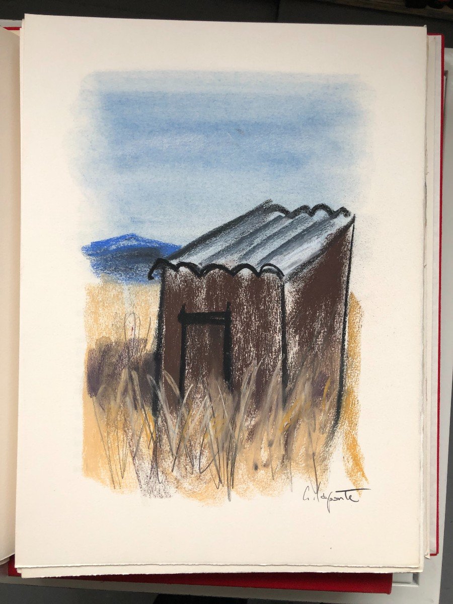 Colline - Sans lieu Georges Laporte Livre Rare 17 Pastels Originaux Jean Giono 1974-photo-3