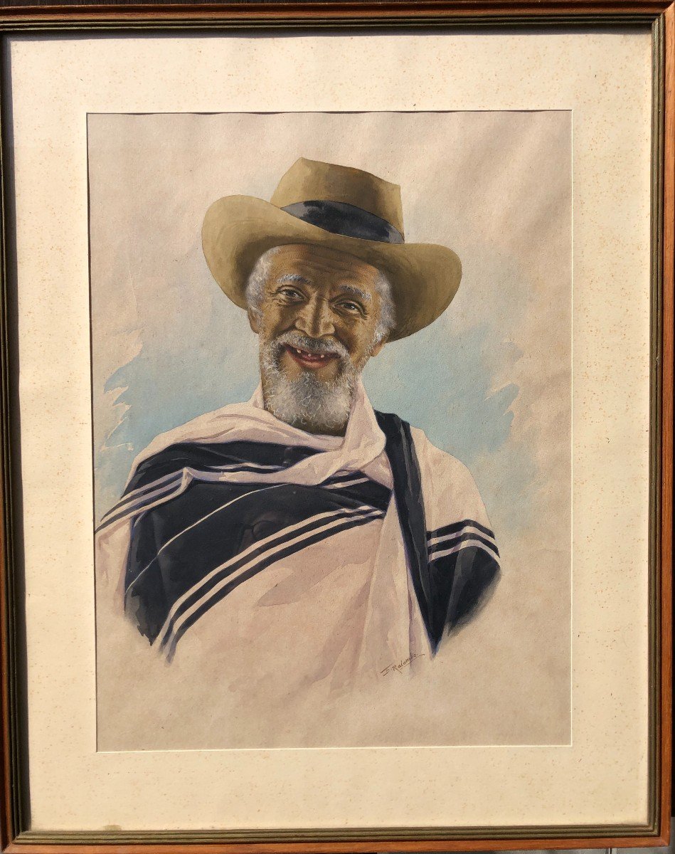 Madagascar Aquarelle Ecole Malgache Portrait d'Homme émile Ralambo (1879-1963)-photo-2