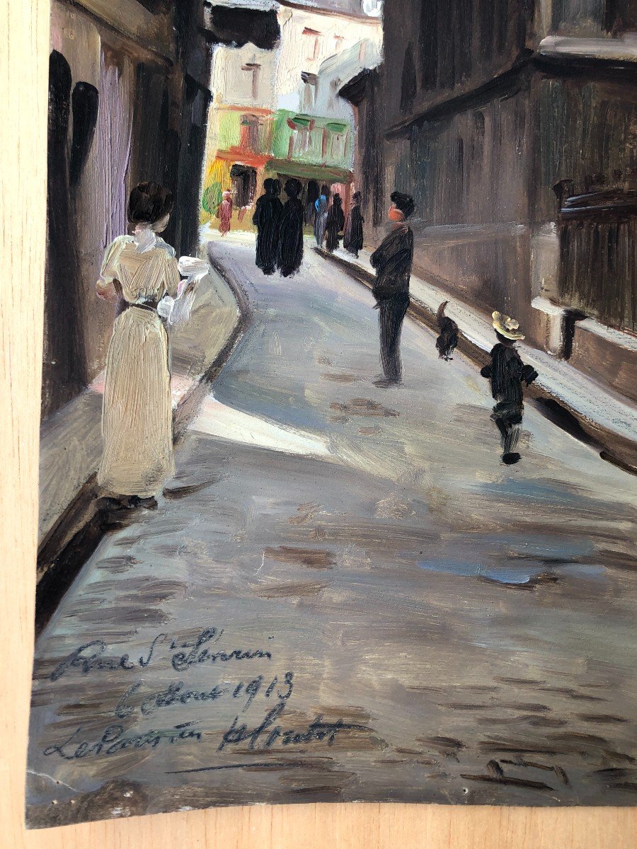 View Of Paris Rue Saint-séverin 1913 Henri Coutot Oil Painting Painting Church -photo-3