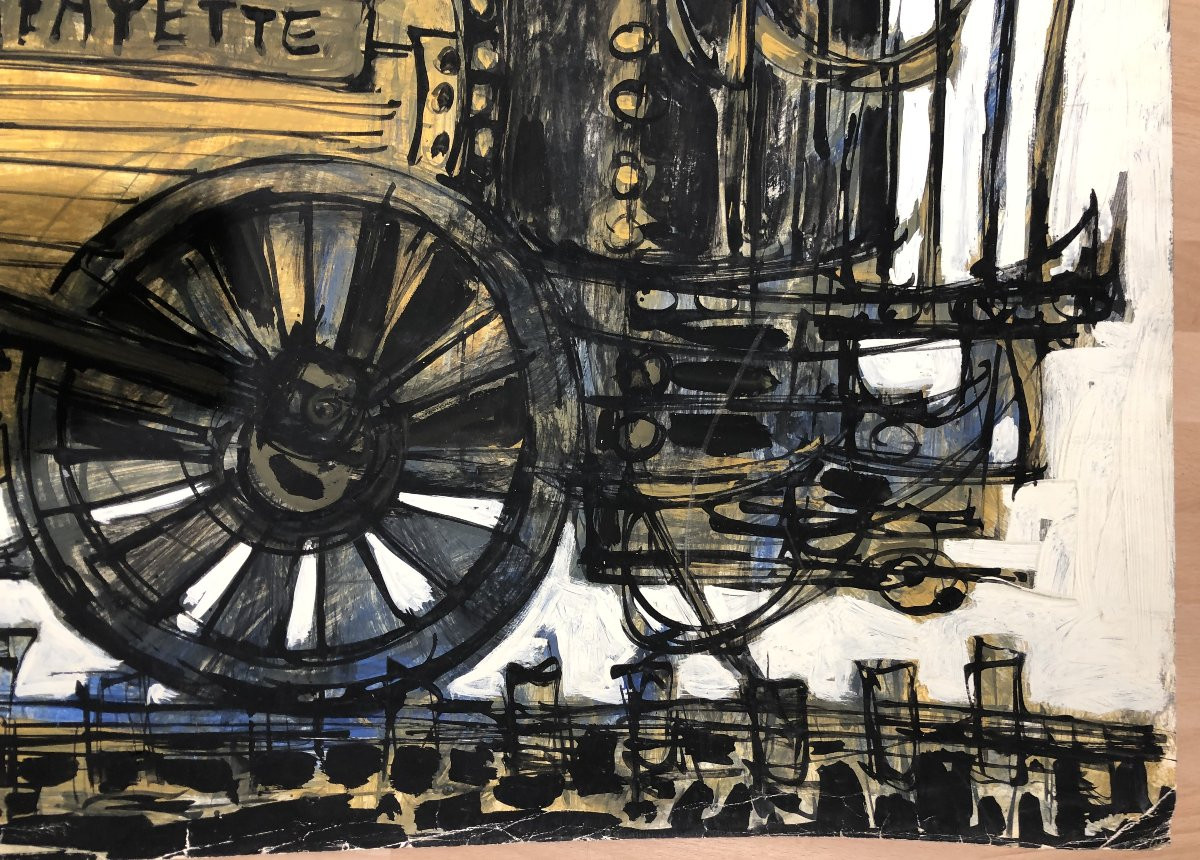 Gde Gouache Locomotive Train Jouet Collection Michel De Alvis Era Claude Venard Bernard Buffet-photo-3