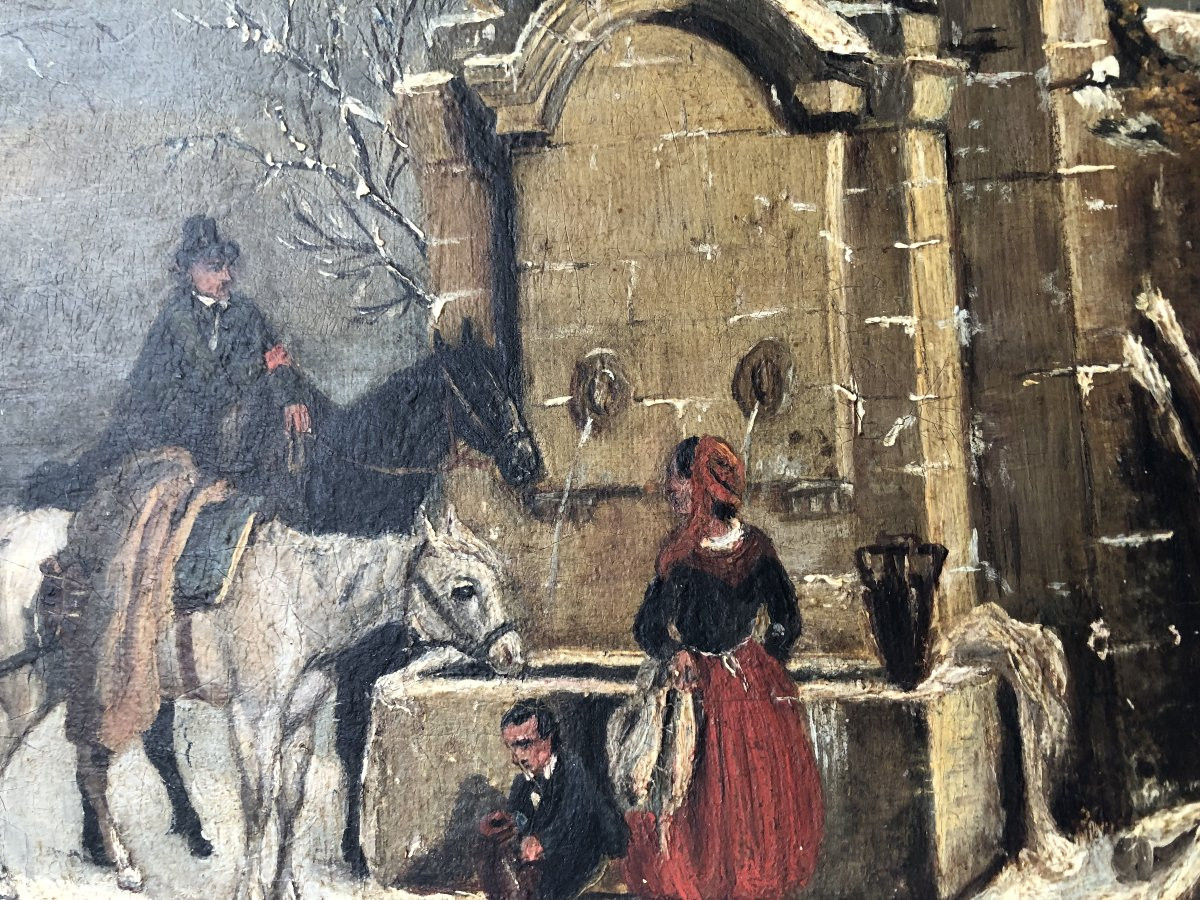 Fountain Under The Snow - Ruins - Peasant Life And Horsemen, Louis-claude Mallebranche 1790-1838-photo-5