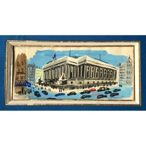 Bernard Villemot, Place De La Bourse Paris, gouache