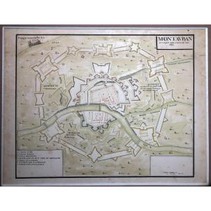 Dessin Plan Carte ancienne Montauban Huguenot Protestant Géographie Militaria