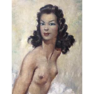 Painting Table Portrait Woman Breasts Nude Parisian Georges Duc (gaston Domergue Era)