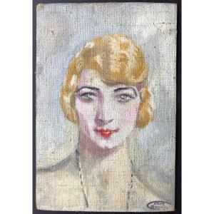 Gaston Simoes De Fonseca Portrait De Femme Circa 1920 Art Deco