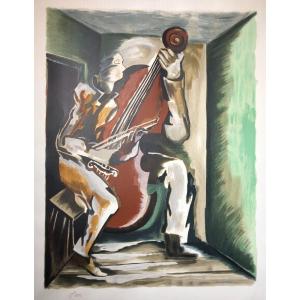 Le Violoncelliste Lithographie d'Après Ossip Zadkine Cubisme Paris Violoncelle Musique