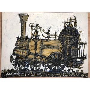 Gde Gouache Locomotive Train Jouet Collection Michel De Alvis Era Claude Venard Bernard Buffet