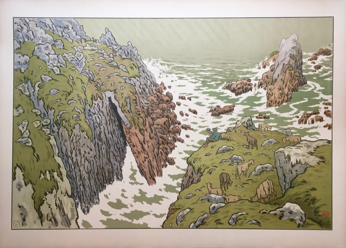 Henri Rivière (1864-1951),  La Falaise,  Lithographie En Douze Couleurs,  1897