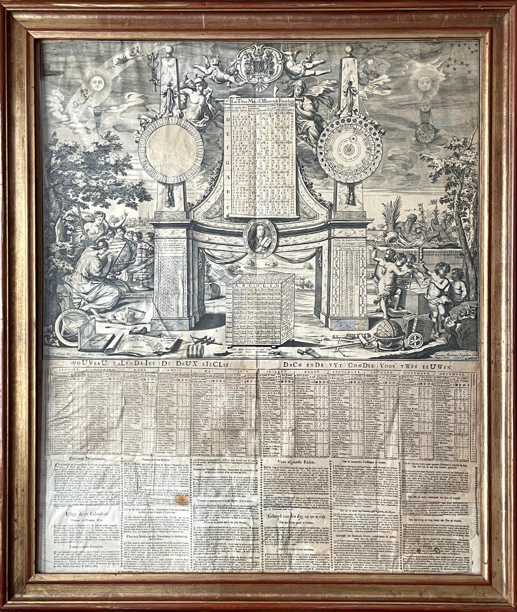 Jan Baptist Jongelinx (1689 - V. 1739) , Nouveau Calendrier de deux siècles, eau-forte et burin