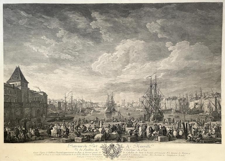 Ch.-N Cochin(1715-1790) Et J. Le Bas(1707-1783), Le Port De Marseille, Eau-forte Et Burin, 1760