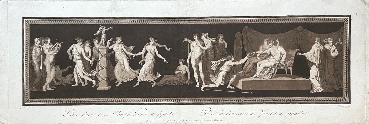 Pierre-charles Coqueret (1761-1832), Prize For The Javelin Exercise In Sparta, Aquatint 