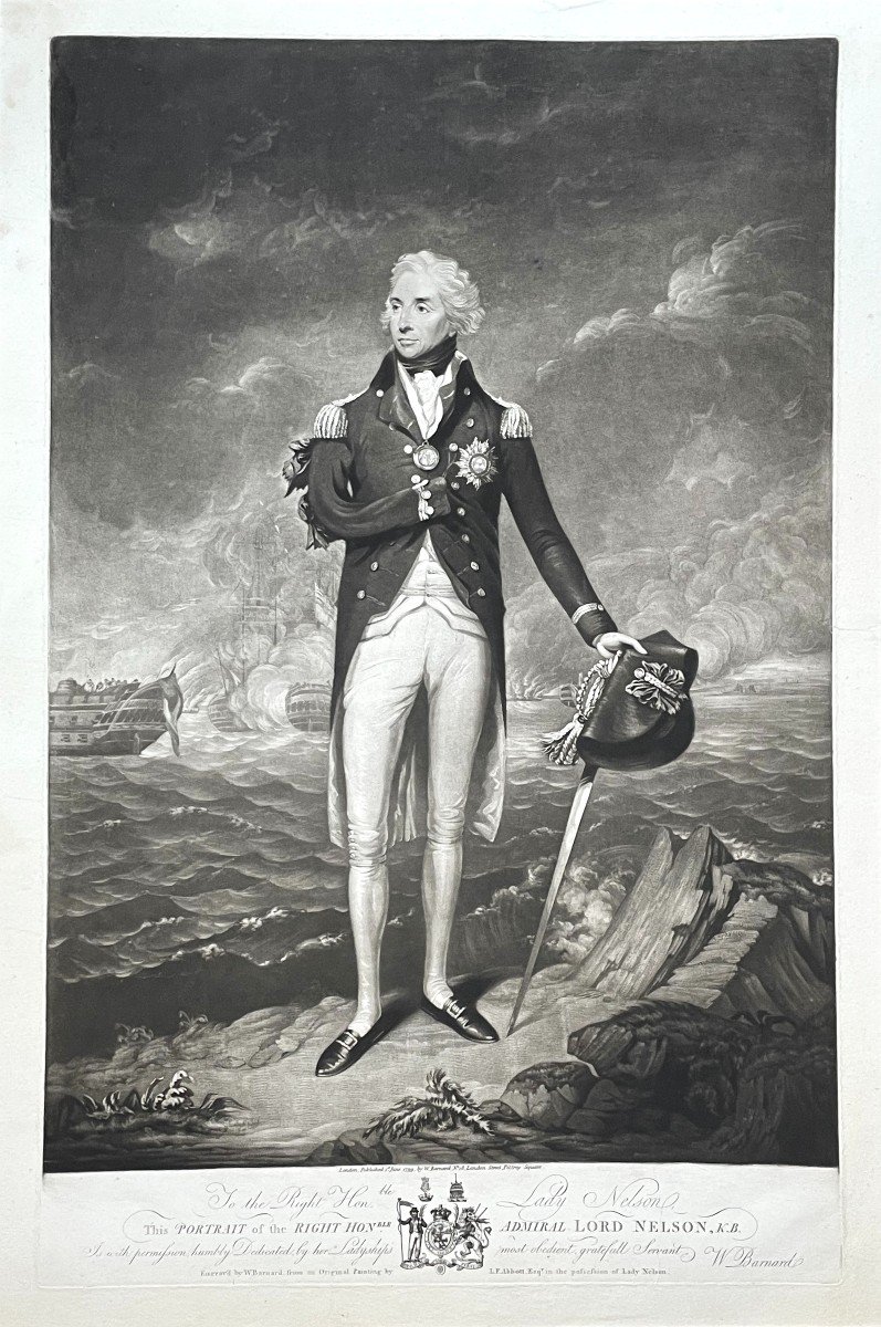 William Barnard (1774 - 1849) , Portrait de l'Amiral Lord Nelson (1758 - 1805), Manière noire