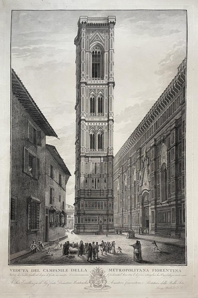 Antonio Verico (1775 - 1846), View Of The Campanile, Etching And Burin