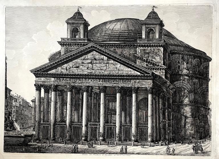 Luigi Rossini (1790 - 1857), View Of The Pantheon Of Agrippa, Etching, 1820