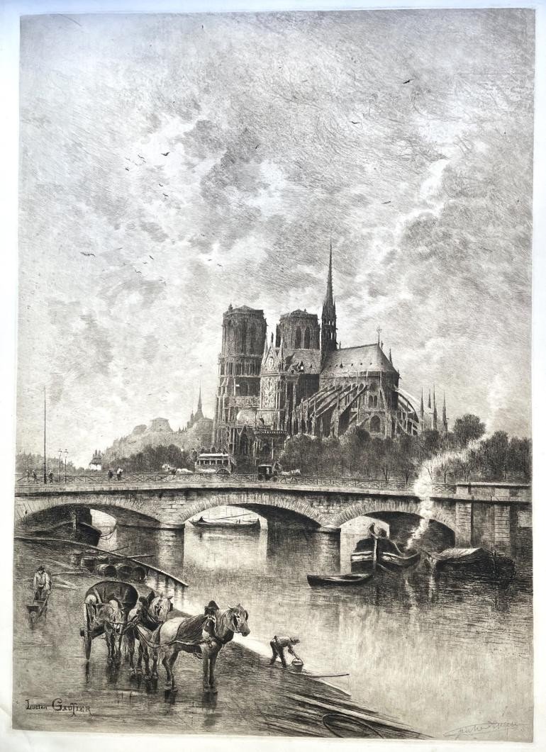 Lucien Gautier (1850-1925), Our Lady Of The Quai De La Tournelle, Etching, Roulette, Aquatint