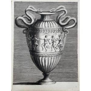 Jacques Stella (1596 -1657), Vase With Serpentine Handles, Burin, 1667