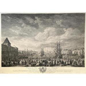 Ch.-n Cochin (1715-1790) And J. Le Bas (1707-1783), The Port Of Marseille, Etching And Burin, 1760