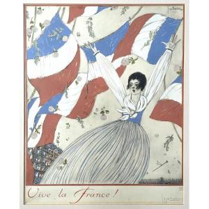 Georges Lepape (1887 - 1971), Vive La France !, Lithographie Et Pochoir, 1917