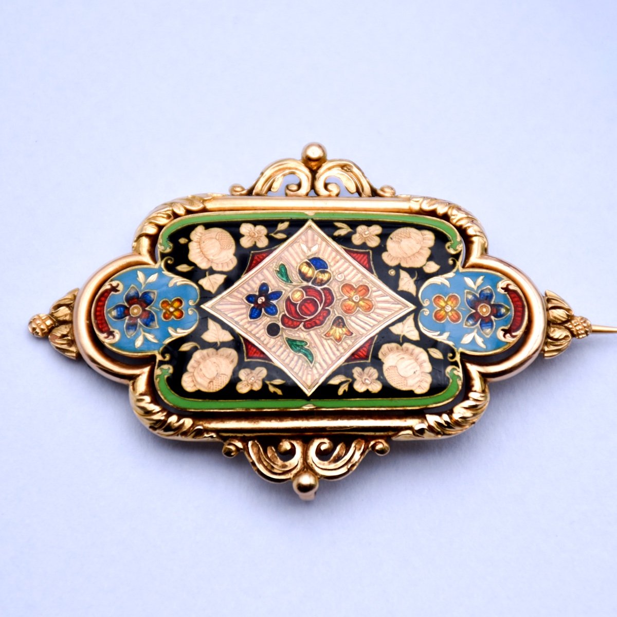 Polychrome Enamel Pendant Brooch-photo-2