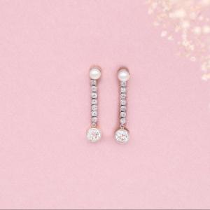 Boucles d'Oreilles Ligne Diamants