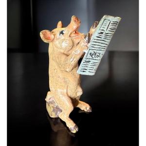 Bronze De Vienne 'cochon Qui Lit'